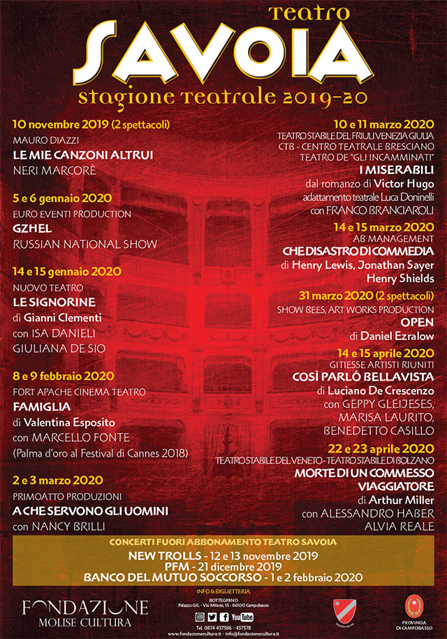 Stagione Teatrale 2019-2020 Teatro Savoia